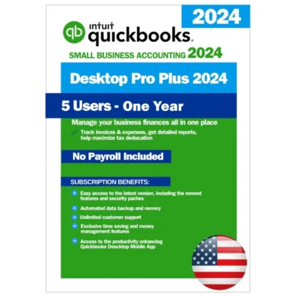 QuickBooks Desktop Pro Plus 2024 – 1 Year Subscription – USA Version (5 Users)